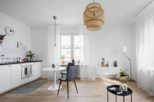 Parquet en bambou dans un salon.